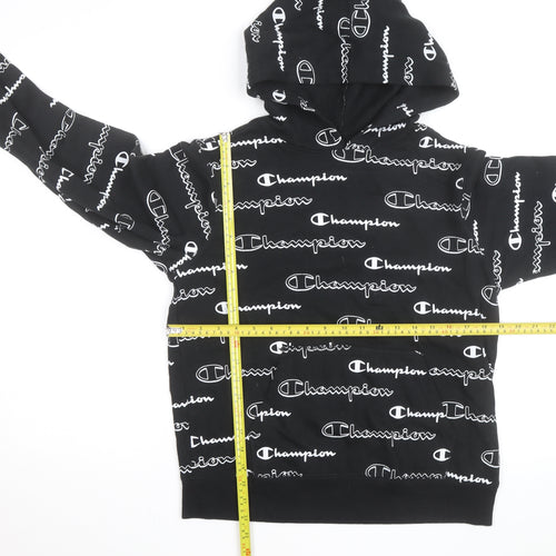 Champion Men's Black XL Pullover Hoodie Logo Print Fleece
