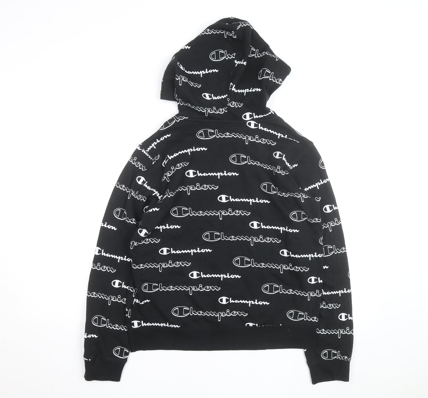 Champion Men's Black XL Pullover Hoodie Logo Print Fleece