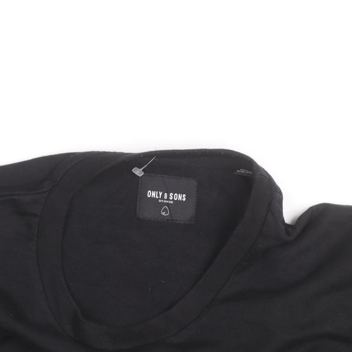 Only & Sons Men’s Black Graphic Dog Print Pullover Sweatshirt Size L