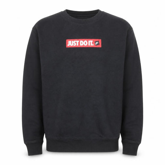 Front view of Nike Men Black Just Do It Graphic Pullover Sweatshirt S