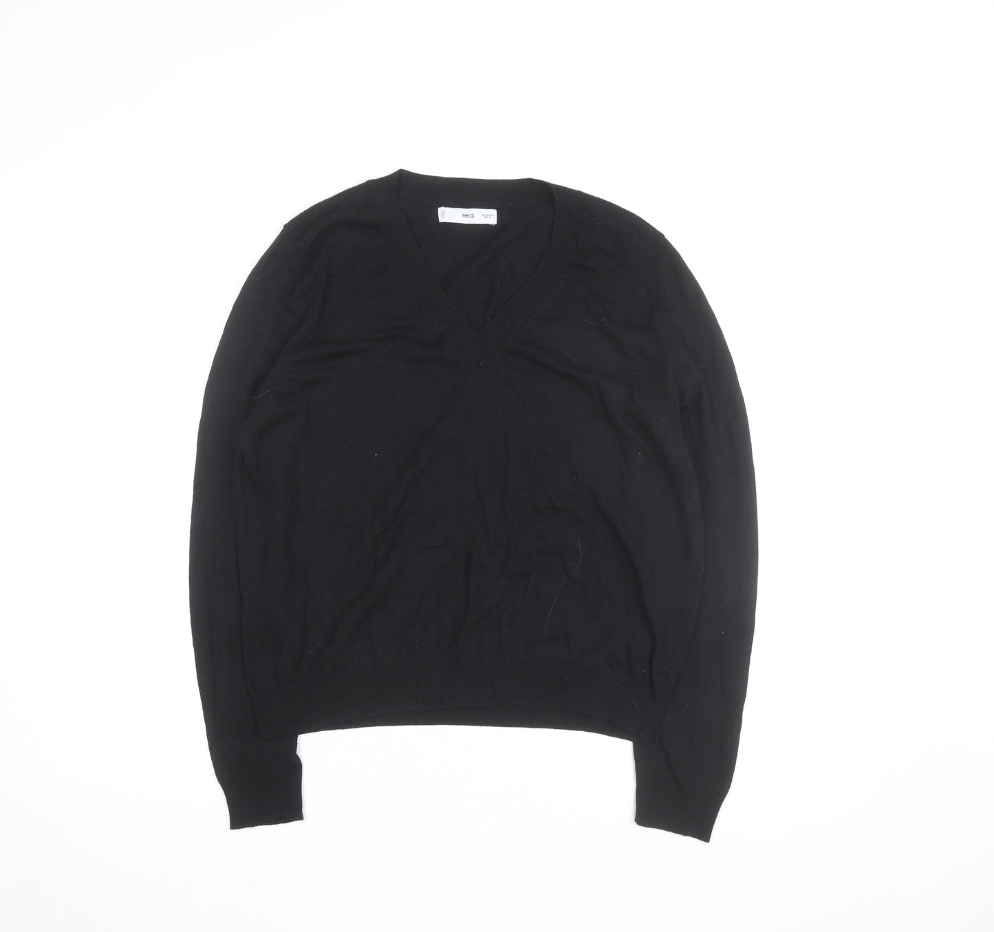 MNG Men's Black V-Neck Cotton Pullover Jumper Size M