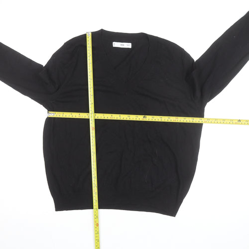 MNG Men's Black V-Neck Cotton Pullover Jumper Size M