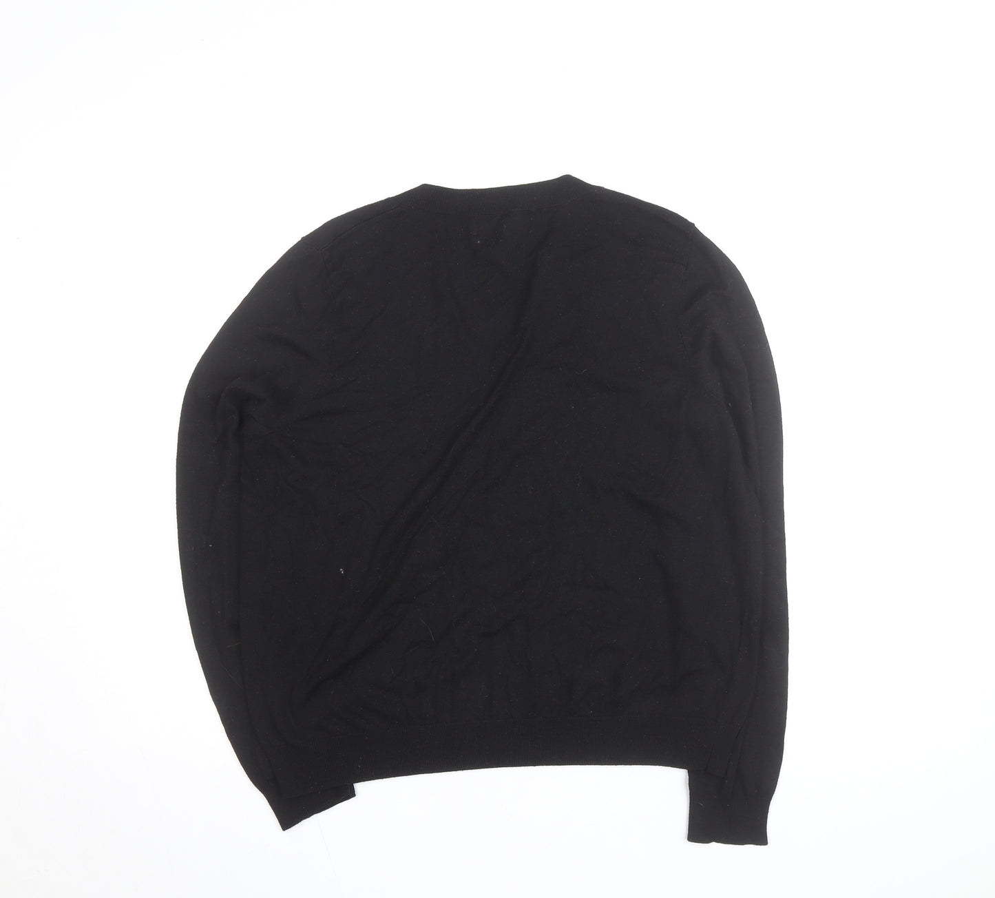 MNG Men's Black V-Neck Cotton Pullover Jumper Size M