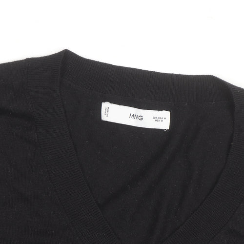 MNG Men's Black V-Neck Cotton Pullover Jumper Size M