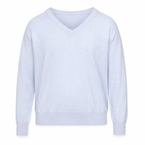 MNG Men's Blue V-Neck Cotton Silk Cashmere Jumper M