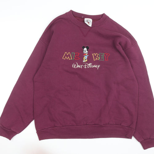 Disney Men's Purple Mickey Mouse Embroidered Pullover Sweatshirt L