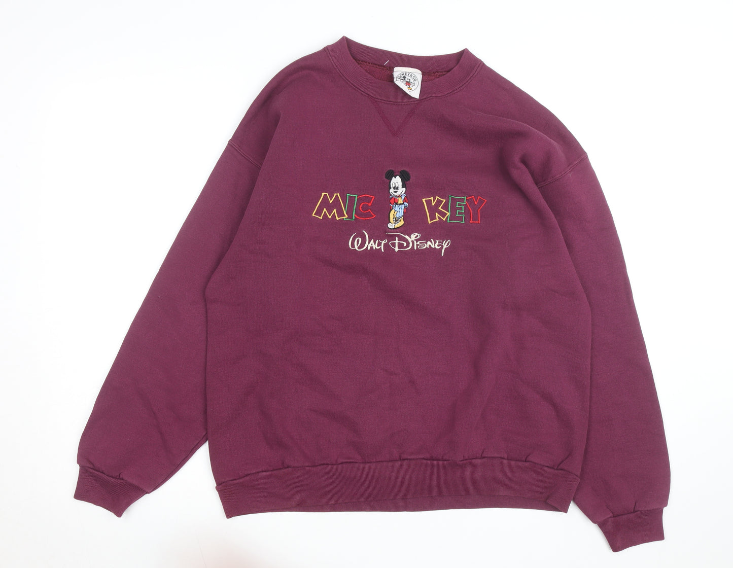 Disney Men's Purple Mickey Mouse Embroidered Pullover Sweatshirt L
