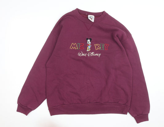 Disney Men's Purple Mickey Mouse Embroidered Pullover Sweatshirt L