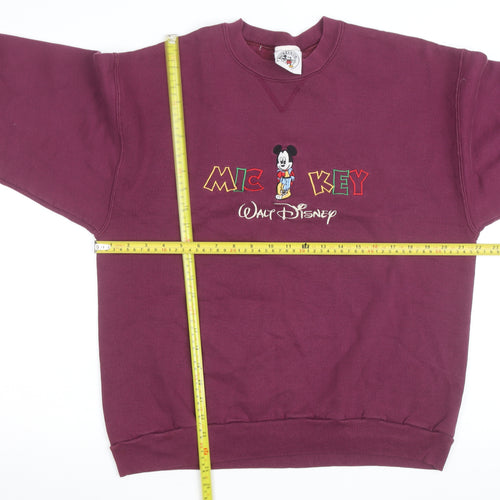 Disney Men's Purple Mickey Mouse Embroidered Pullover Sweatshirt L