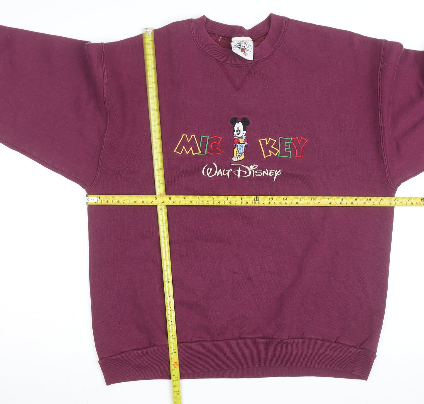Disney Men's Purple Mickey Mouse Embroidered Pullover Sweatshirt L
