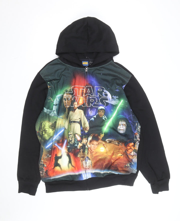 Star Wars Teen Black Full Zip Hoodie L Movie Graphic Sweatshirt