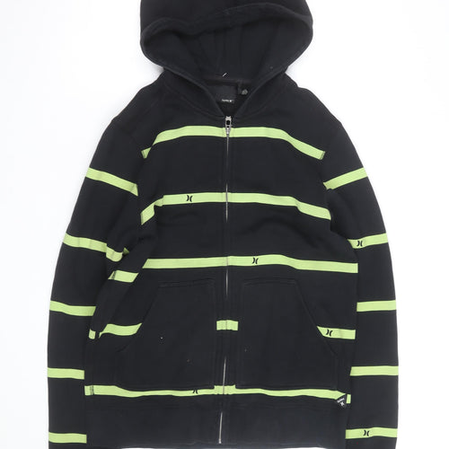 Hurley Men’s Black Green Stripe Full Zip Hoodie Size M