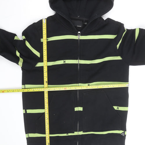 Hurley Men’s Black Green Stripe Full Zip Hoodie Size M