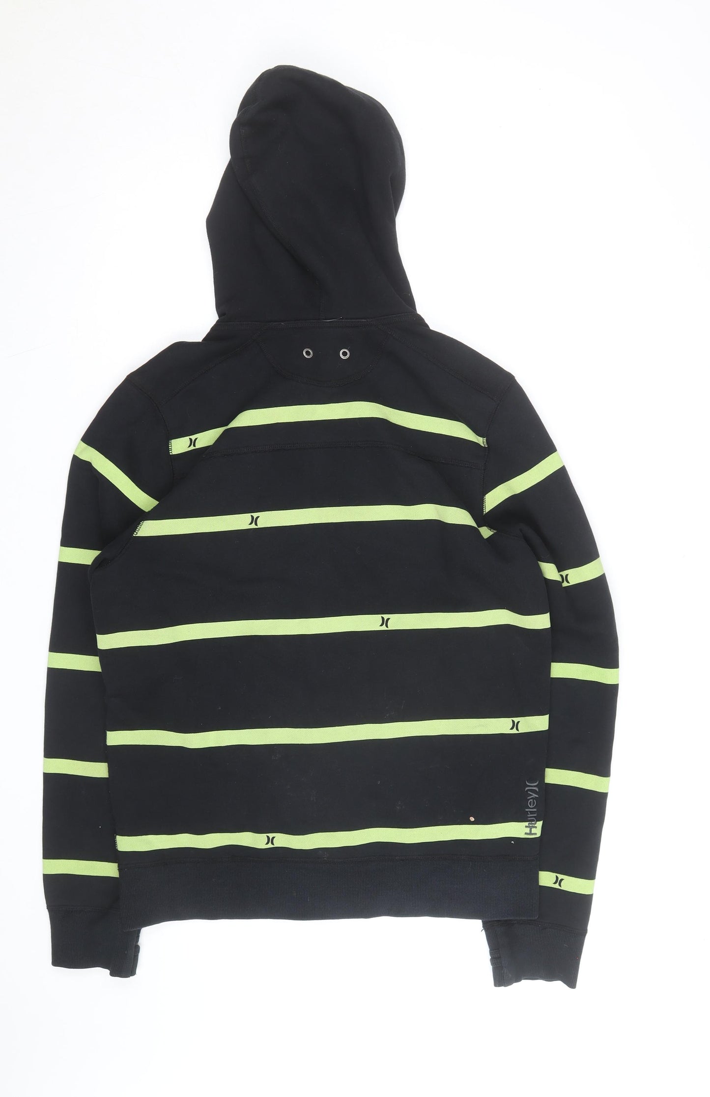 Hurley Men’s Black Green Stripe Full Zip Hoodie Size M