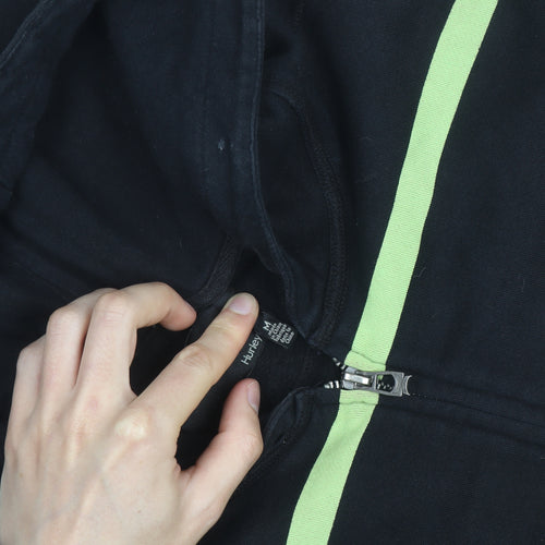 Hurley Men’s Black Green Stripe Full Zip Hoodie Size M