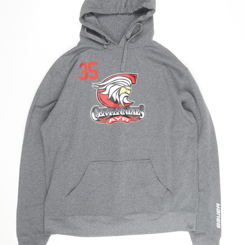 Bauer Mens Grey Cotton Blend Pullover Hockey Hoodie Size L