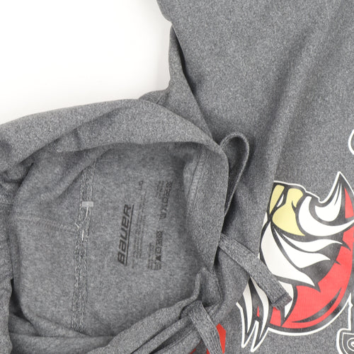 Bauer Mens Grey Cotton Blend Pullover Hockey Hoodie Size L