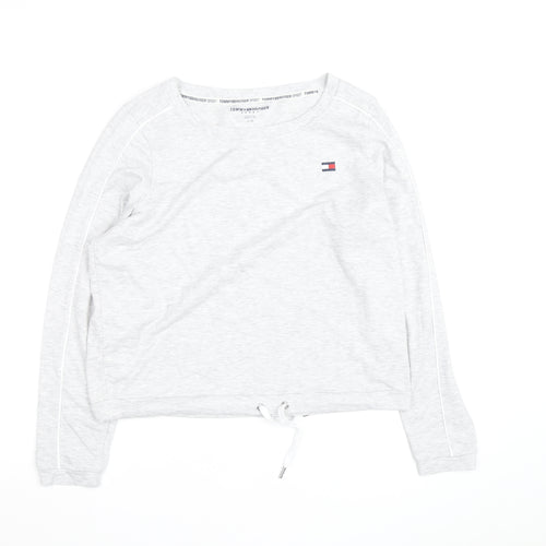 Tommy Hilfiger Women’s Grey Pullover Sweatshirt Size L Drawstring Hem