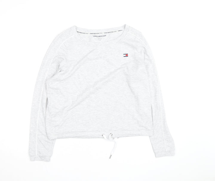 Tommy Hilfiger Women’s Grey Pullover Sweatshirt Size L Drawstring Hem