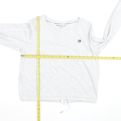 Tommy Hilfiger Women’s Grey Pullover Sweatshirt Size L Drawstring Hem