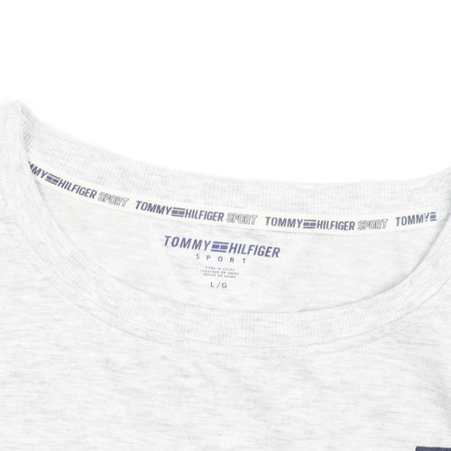 Tommy Hilfiger Women’s Grey Pullover Sweatshirt Size L Drawstring Hem