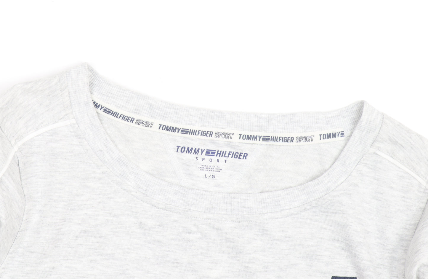 Tommy Hilfiger Women’s Grey Pullover Sweatshirt Size L Drawstring Hem