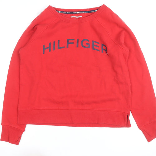 Tommy Hilfiger Men’s Red Logo Crew Neck Pullover Sweatshirt Size S