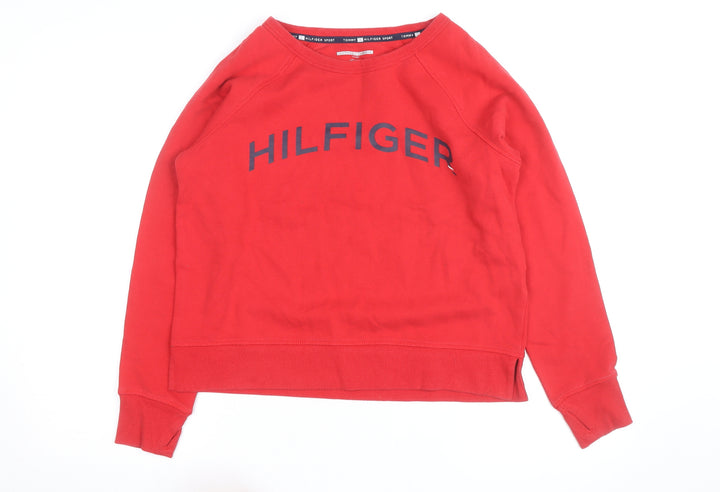 Tommy Hilfiger Men’s Red Logo Crew Neck Pullover Sweatshirt Size S