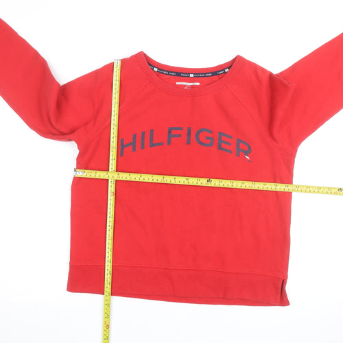 Tommy Hilfiger Men’s Red Logo Crew Neck Pullover Sweatshirt Size S