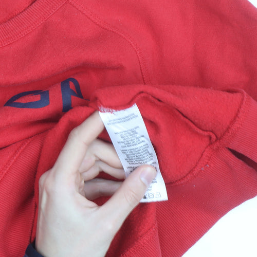 Tommy Hilfiger Men’s Red Logo Crew Neck Pullover Sweatshirt Size S