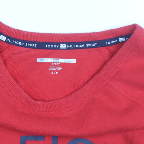 Tommy Hilfiger Men’s Red Logo Crew Neck Pullover Sweatshirt Size S
