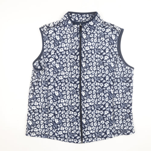 Cotton Traders Women's Blue Floral Fleece Zip Vest Size 20
