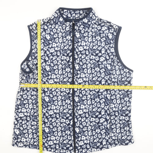 Cotton Traders Women's Blue Floral Fleece Zip Vest Size 20