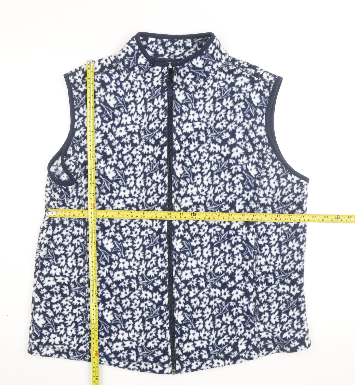 Cotton Traders Women's Blue Floral Fleece Zip Vest Size 20