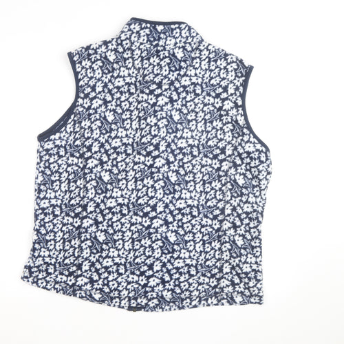 Cotton Traders Women's Blue Floral Fleece Zip Vest Size 20