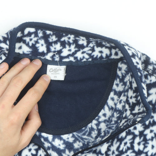Cotton Traders Women's Blue Floral Fleece Zip Vest Size 20