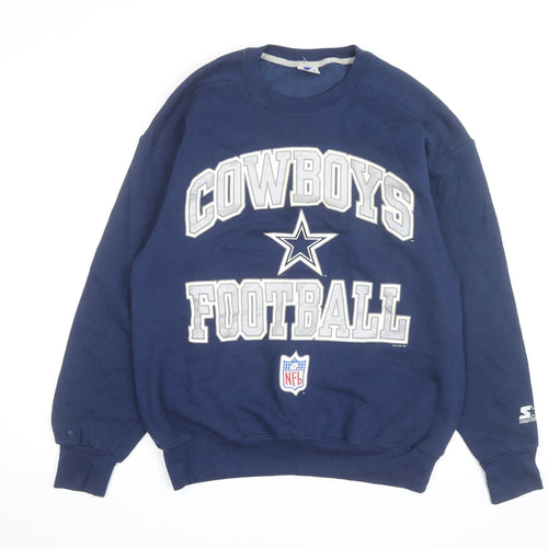 Starter Mens Blue Cowboys Football Sweatshirt Medium Vintage Crew Neck