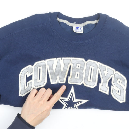 Starter Mens Blue Cowboys Football Sweatshirt Medium Vintage Crew Neck