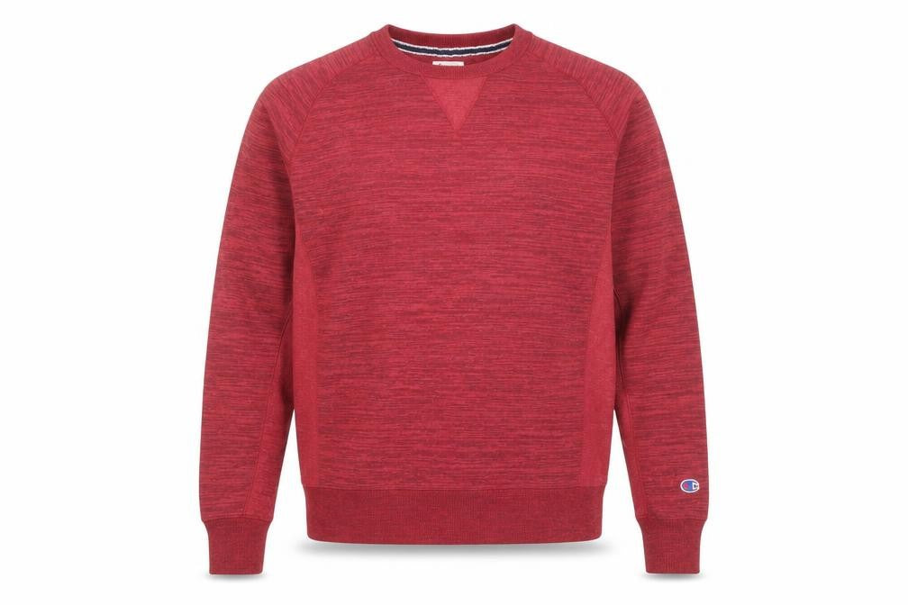 Front view of Champion Men's Red Large Crew Neck Pullover Sweatshirt