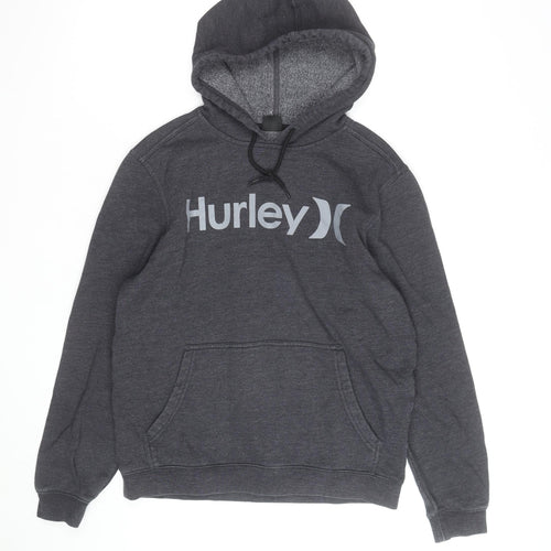 Hurley Men’s Grey Logo Pullover Hoodie Size S Regular Fit Fleece