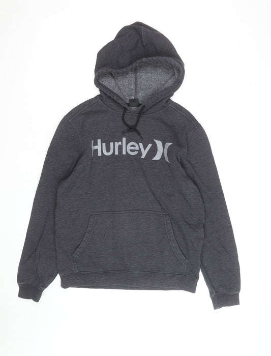 Hurley Men’s Grey Logo Pullover Hoodie Size S Regular Fit Fleece