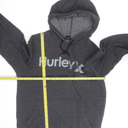 Hurley Men’s Grey Logo Pullover Hoodie Size S Regular Fit Fleece
