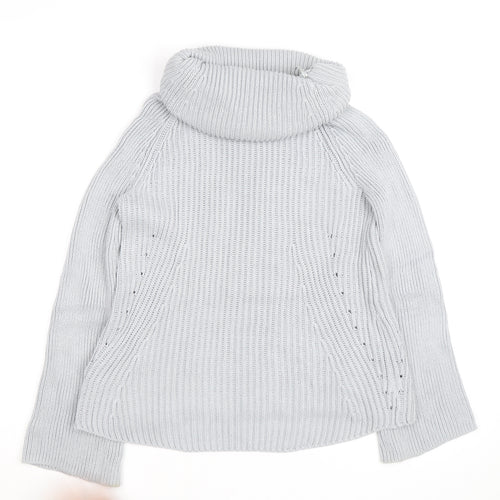 Brandy Melville Women Grey Roll Neck Long Sleeve Knit Jumper Size S