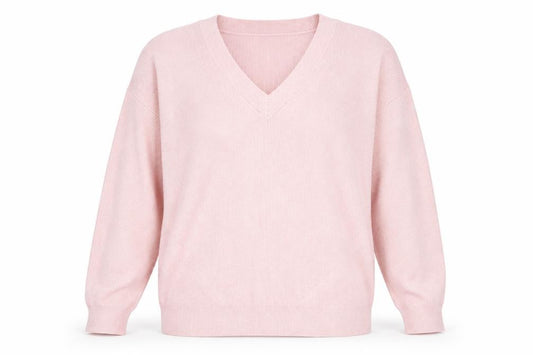 Front view of Marks & Spencer Men's Pink V-Neck Cotton Blend Jumper M