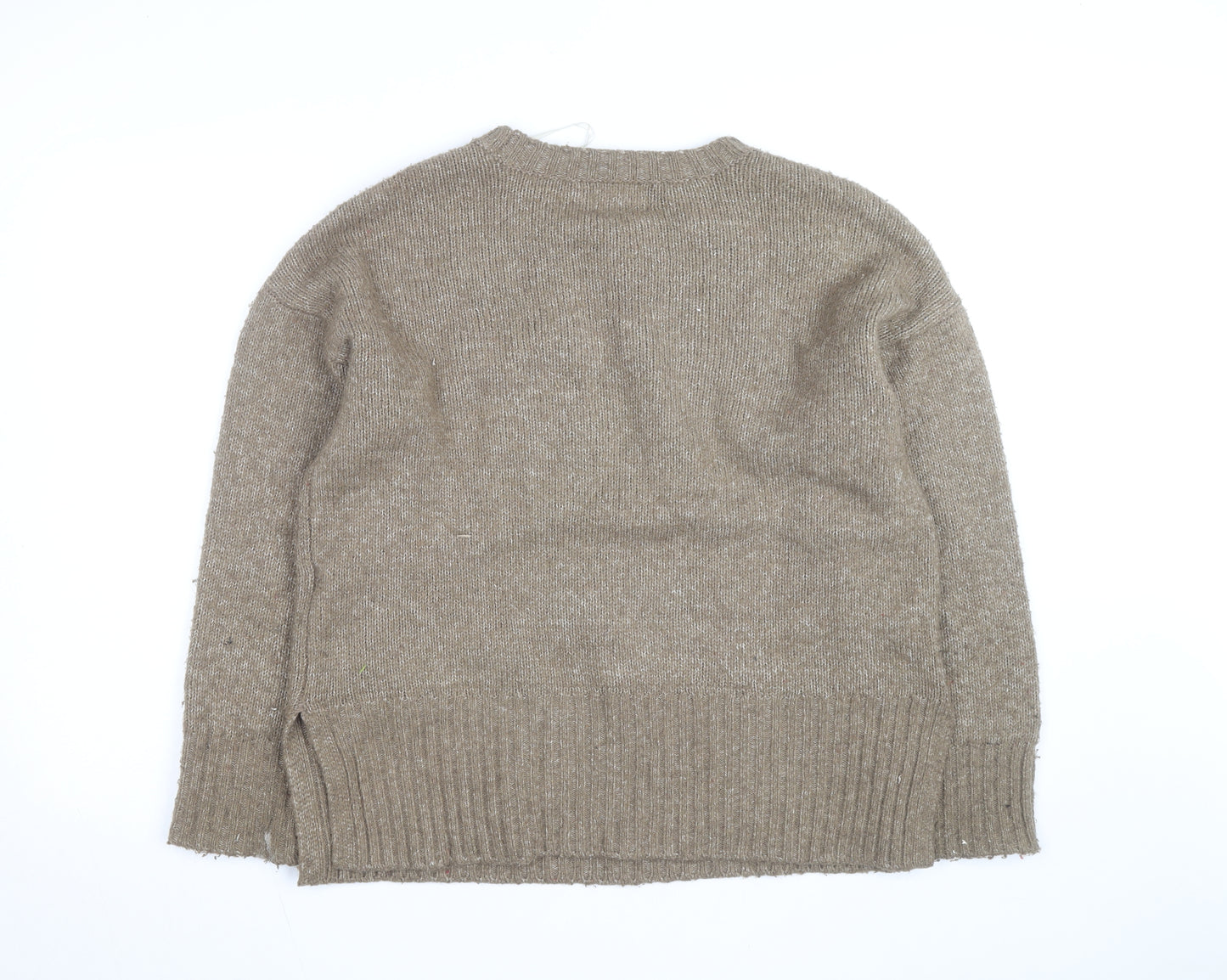 Pieces Beige Chunky-Knit Crew Neck XS Pullover Jumper