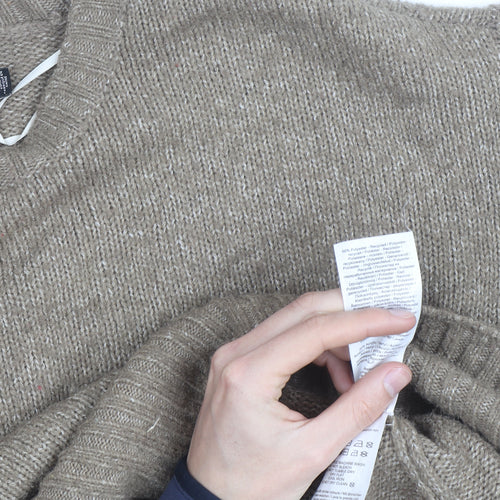 Pieces Beige Chunky-Knit Crew Neck XS Pullover Jumper
