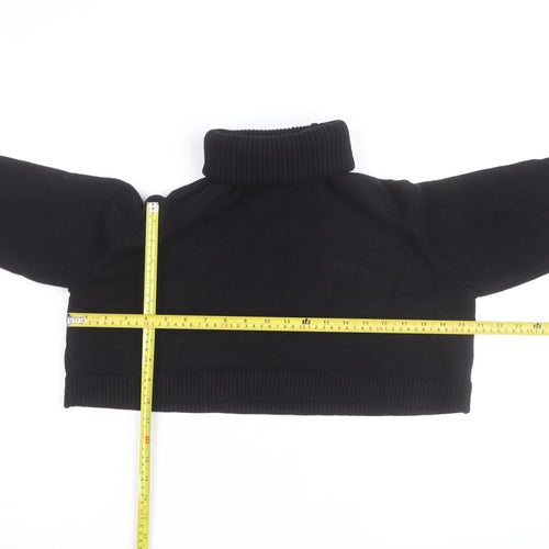 Zara Women’s Black Roll Neck Cropped Knit Jumper Size S