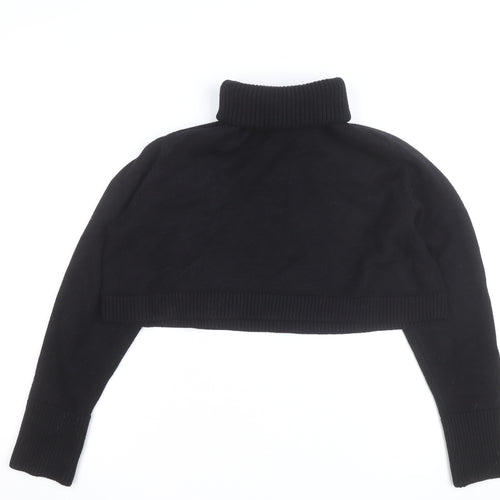 Zara Women’s Black Roll Neck Cropped Knit Jumper Size S