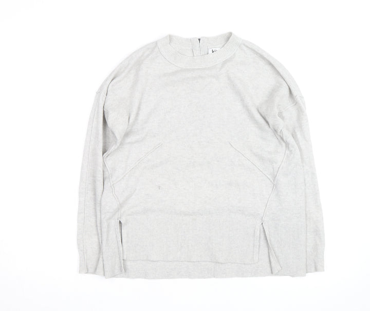 Kin by John Lewis Women’s Grey Mock Neck Zip Back Wool Cotton Jumper S