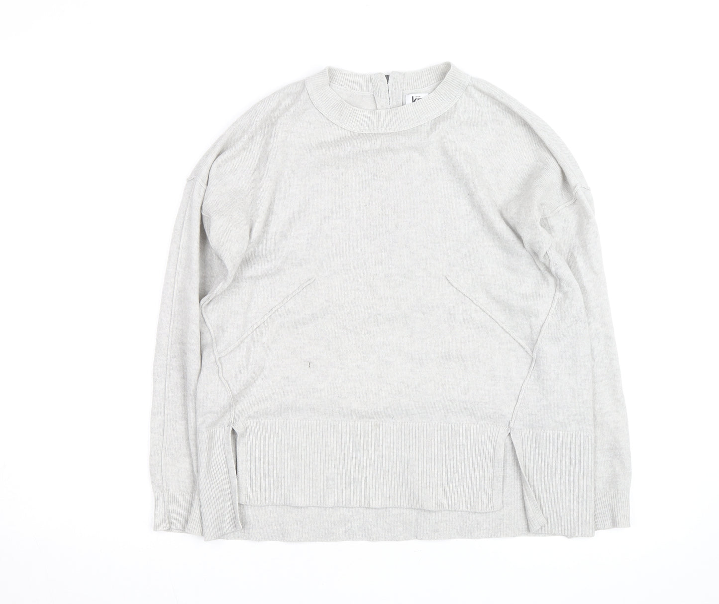 Kin by John Lewis Women’s Grey Mock Neck Zip Back Wool Cotton Jumper S